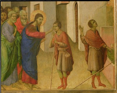 Jesús abre los ojos de un hombre nacido ciego (detalle) de Duccio di Buoninsegna